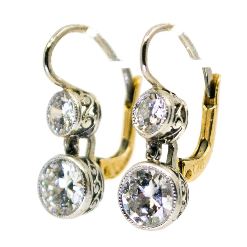 Vintage Old Cut Diamond Double Drop Earrings
