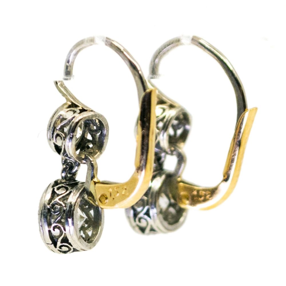 Vintage Old Cut Diamond Double Drop Earrings