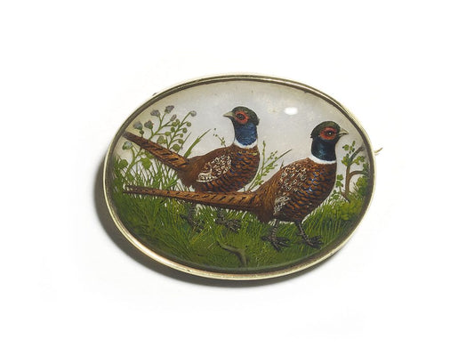 Reverse Crystal Pheasant Brooch