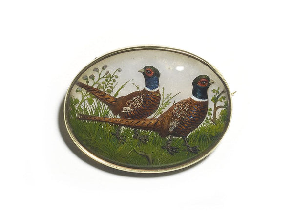 Reverse Crystal Pheasant Brooch