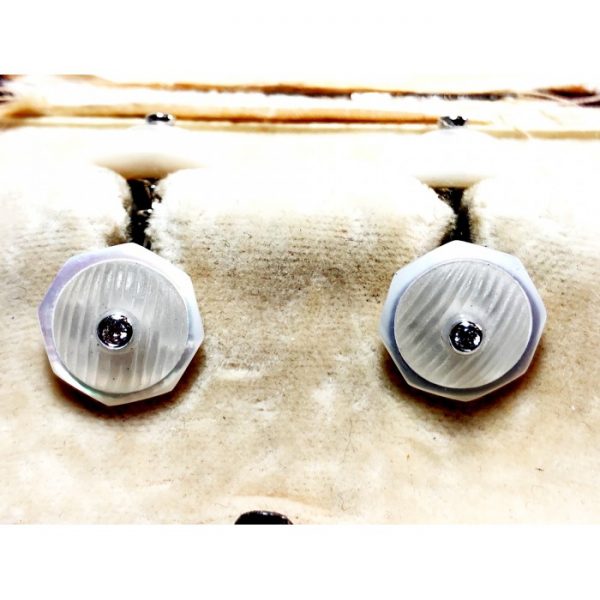 Rock Crystal, Mother of Pearl and Diamond Cufflinks