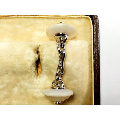 Rock Crystal, Mother of Pearl and Diamond Cufflinks