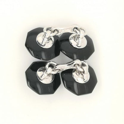 Rock Crystal and Black Onyx Cufflinks