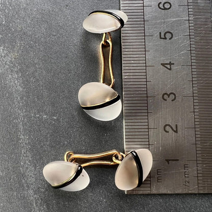 Rock Crystal and Black Enamel Stripe Cufflinks