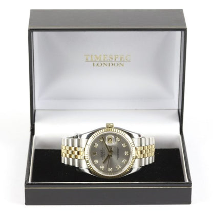 Rolex Datejust Steel & Gold Gray Diamond Dial 36mm Watch