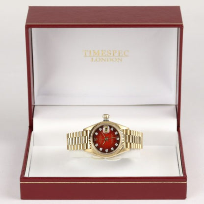 Rolex Ladies Oyster Perpetual Datejust Red Gradient Diamond Dial 26mm
