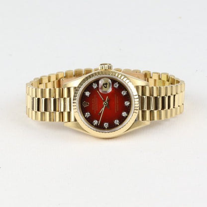 Rolex Ladies Oyster Perpetual Datejust Red Gradient Diamond Dial 26mm