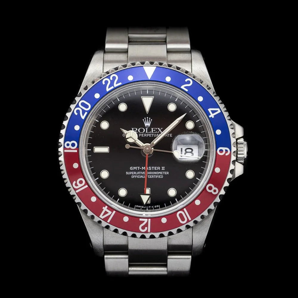Vintage Rolex GMT Master II Pepsi 16710 Watch, Circa 1996
