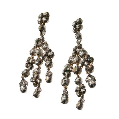 Rose Cut Diamond Girandole Chandelier Drop Earrings