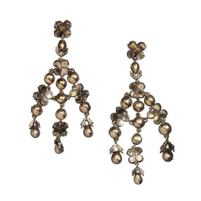 Rose Cut Diamond Girandole Chandelier Drop Earrings