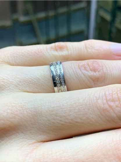 Rose and White 18ct Gold Diamond Set Wedding Ring, 0.28cts