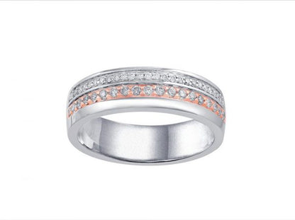 Rose and White 18ct Gold Diamond Set Wedding Ring, 0.28cts