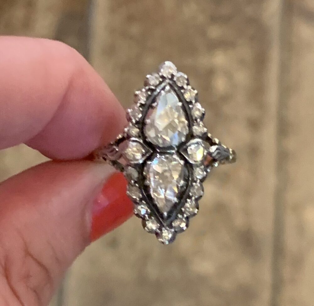 Rose cut diamond ring