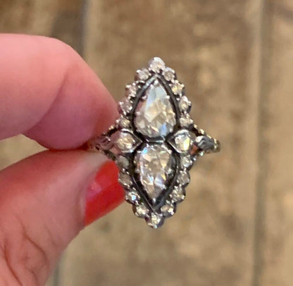 Rose cut diamond ring