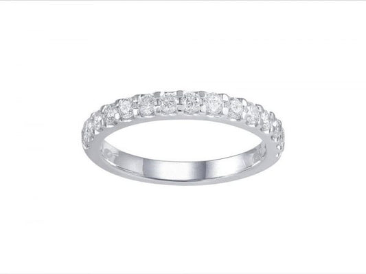 Round Brilliant Cut Diamond Half Eternity Ring, 0.56cts, 18ct White Gold