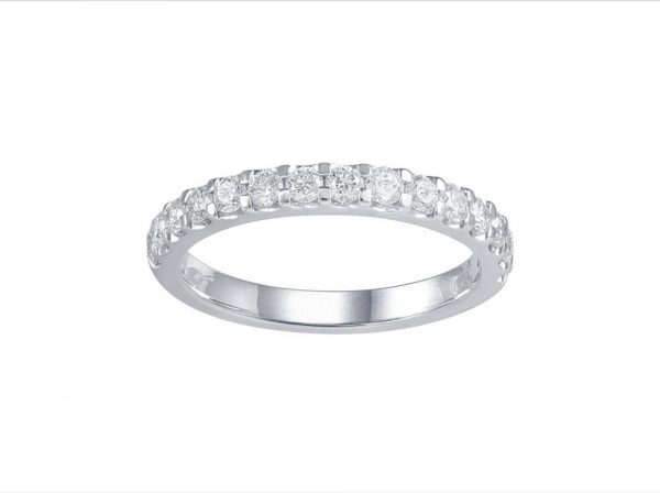 Round Brilliant Cut Diamond Half Eternity Ring, 0.56cts, 18ct White Gold