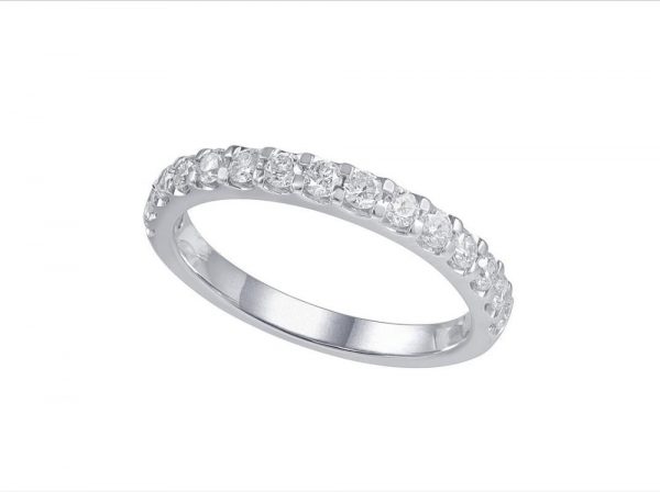 Round Brilliant Cut Diamond Half Eternity Ring, 0.56cts, 18ct White Gold