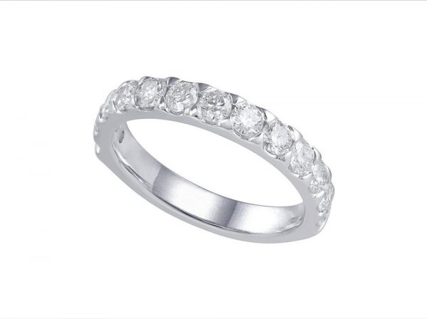Round Brilliant Cut Diamond Half Eternity Ring, 1.04cts, 18ct White Gold