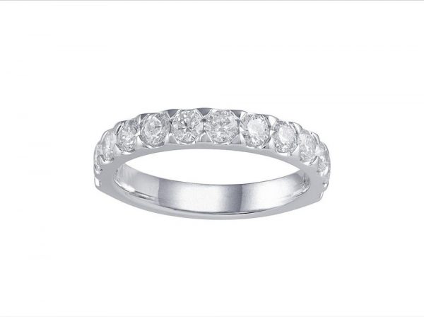 Round Brilliant Cut Diamond Half Eternity Ring, 1.04cts, 18ct White Gold