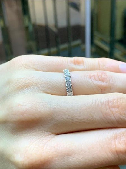 Round Brilliant Cut Diamond Half Eternity Ring, 1.04cts, 18ct White Gold