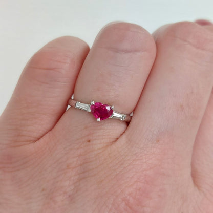 Ruby Heart and Diamond Ring