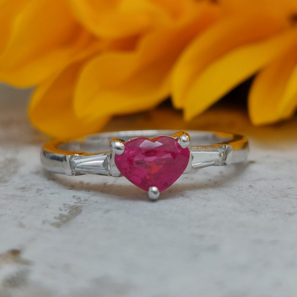 Ruby Heart and Diamond Ring
