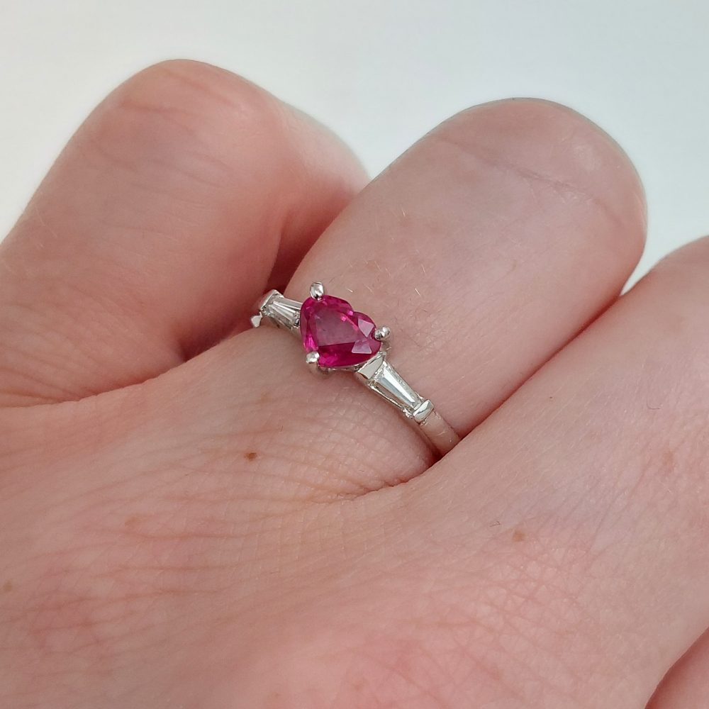 Heart shape ruby engagement ring