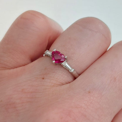 Heart shape ruby engagement ring