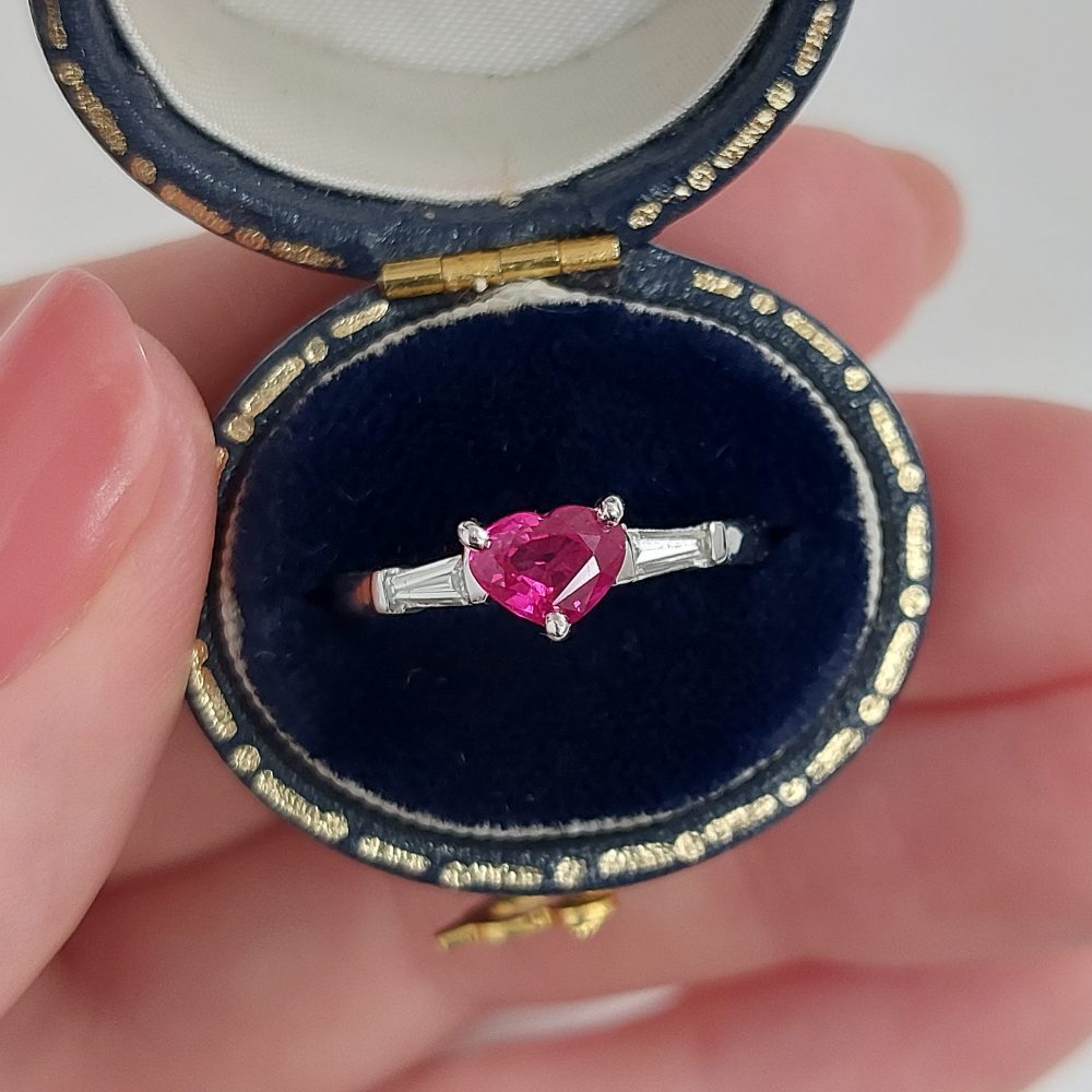 Ruby Heart and Diamond Ring
