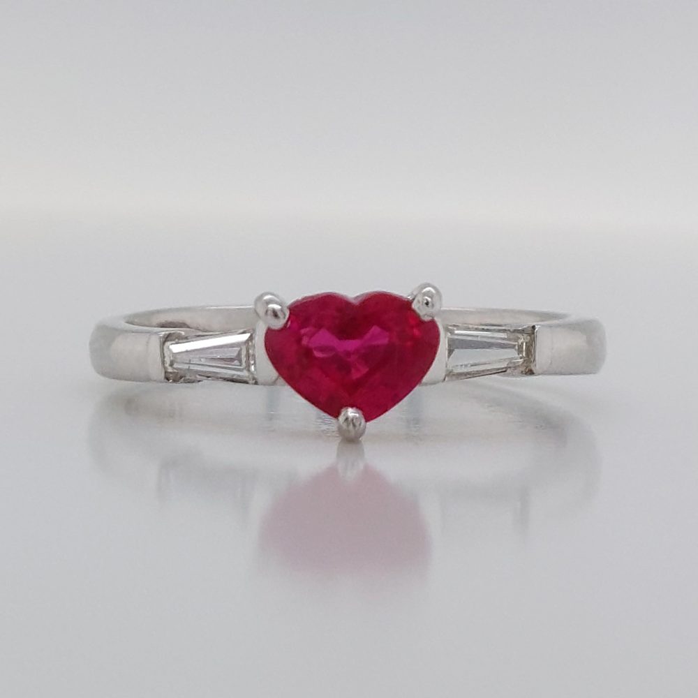 Ruby Heart and Diamond Ring