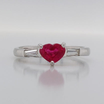 Ruby Heart and Diamond Ring