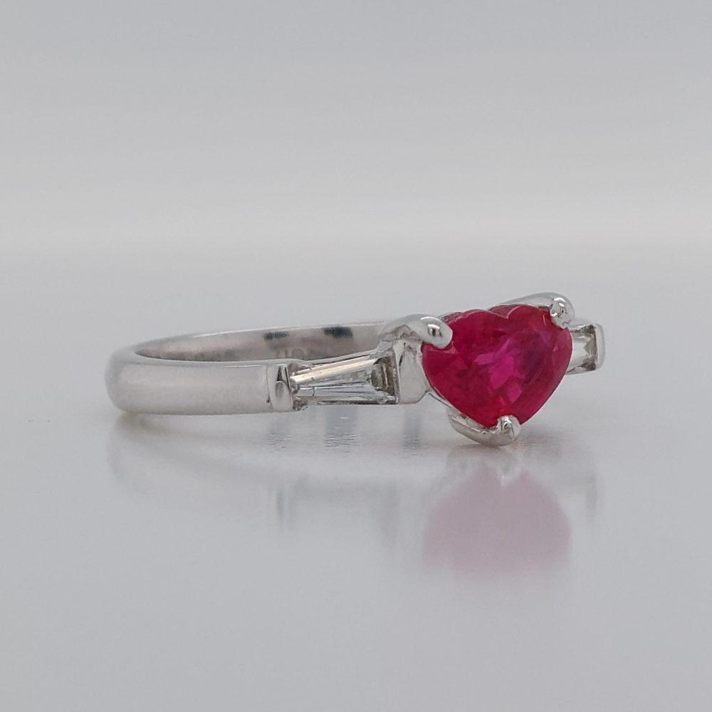 Ruby Heart and Diamond Ring