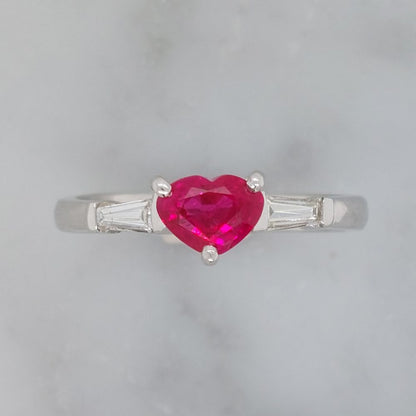 Heart shape ruby engagement ring