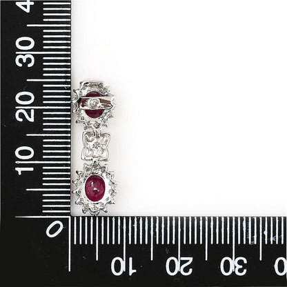 Ruby and Diamond Double Cluster Drop Earrings