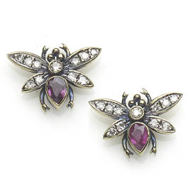 Ruby and Diamond Set Bee Earrings