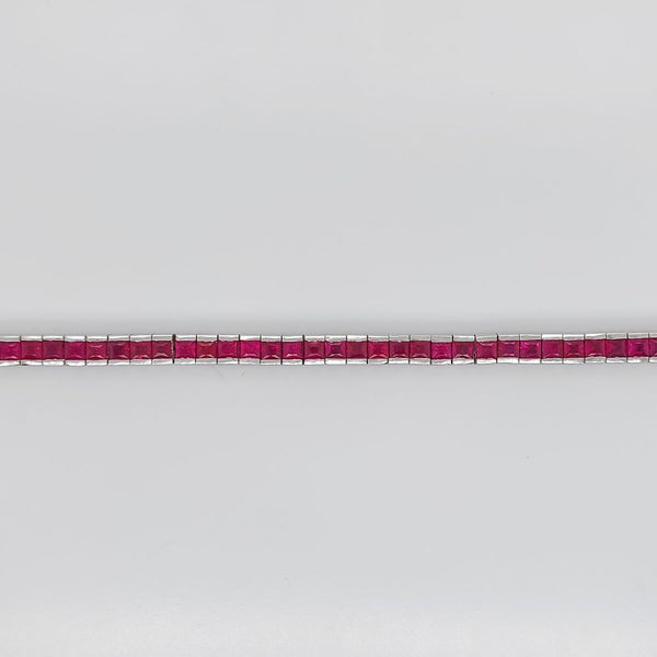 French Cut Ruby Line Bracelet, 7 carats