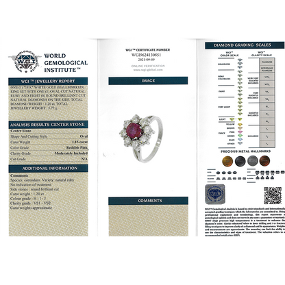 Certified 1.15ct Natural No Heat Ruby and Diamond Floral Cluster Engagement Ring