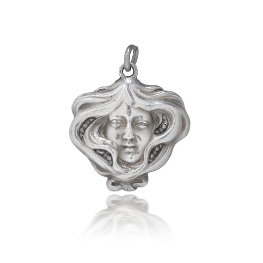 Russian Faberge Art Nouveau Silver Pendant