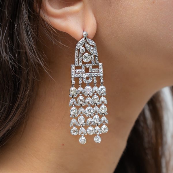 Antique Art Deco Diamond Drop Earrings