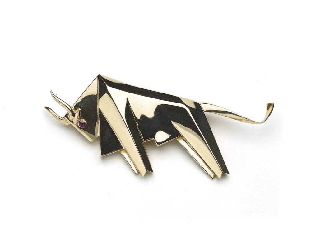 Vintage Mauboussin Gold Bull Brooch