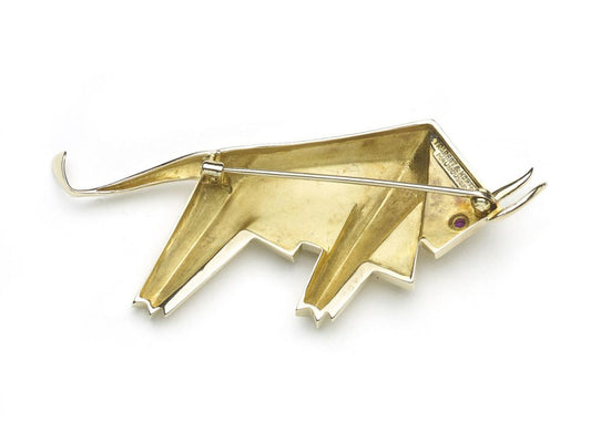 Vintage Mauboussin Gold Bull Brooch