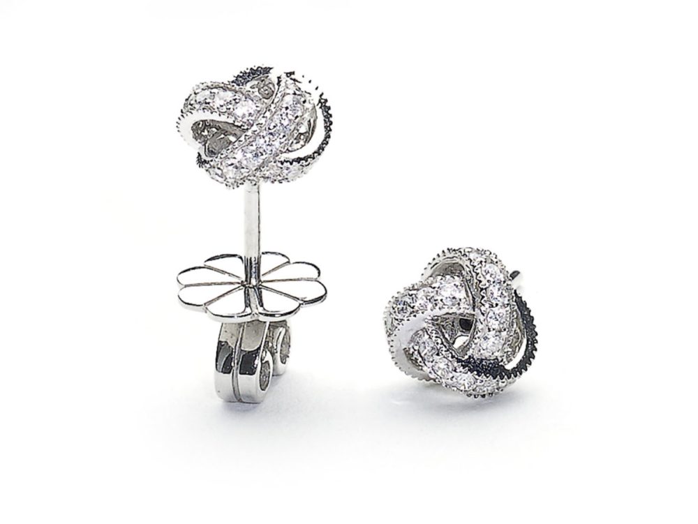 Diamond Set Knot Stud Earrings