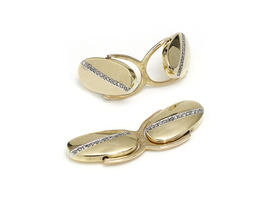 Diamond Gold Oval Cufflinks