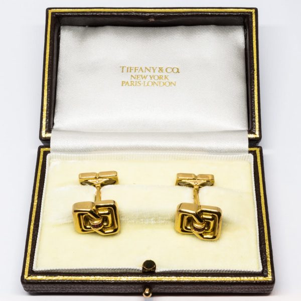Vintage Tiffany co Cufflinks Gold ruby