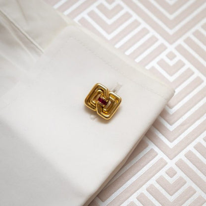 Vintage Tiffany co Cufflinks Gold ruby