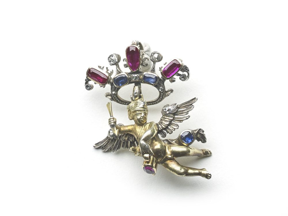 Antique Victorian Gem Set Cherub Pendant