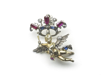 Antique Victorian Gem Set Cherub Pendant