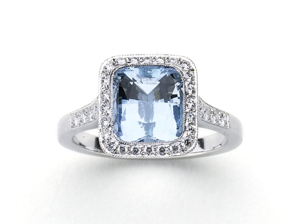 Aquamarine and Diamond Ring