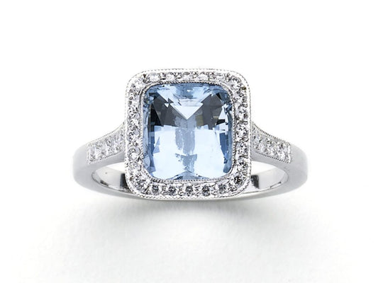 Aquamarine and Diamond Ring