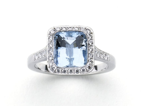 Aquamarine and Diamond Ring
